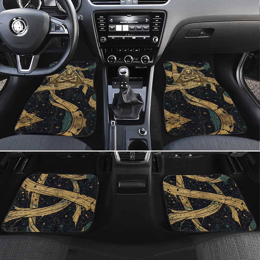 Anubis Ancient Egyptian Car Mats with Starry Mummy Wrap Pattern, Anubis Warrior Illustration, and Pyramid - African Pride