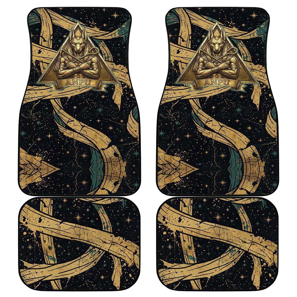Anubis Ancient Egyptian Car Mats with Starry Mummy Wrap Pattern, Anubis Warrior Illustration, and Pyramid - African Pride