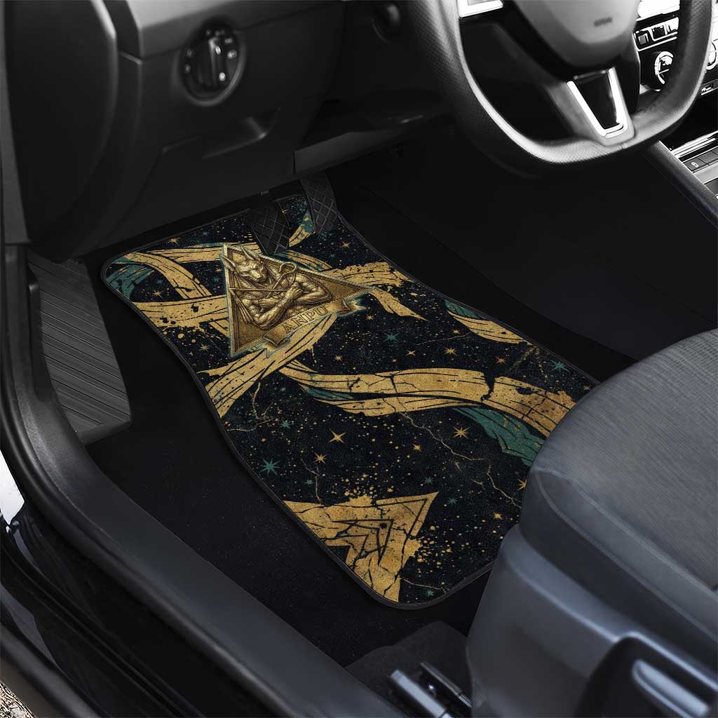 Anubis Ancient Egyptian Car Mats with Starry Mummy Wrap Pattern, Anubis Warrior Illustration, and Pyramid - African Pride