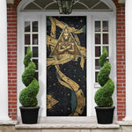 Anubis Ancient Egyptian Door Cover with Starry Mummy Wrap Pattern, Anubis Warrior Illustration, and Pyramid - African Pride