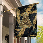 Anubis Ancient Egyptian Garden Flag with Starry Mummy Wrap Pattern, Anubis Warrior Illustration, and Pyramid - African Pride