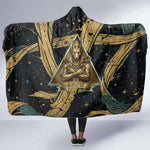 Anubis Ancient Egyptian Hooded Blanket with Starry Mummy Wrap Pattern, Anubis Warrior Illustration, and Pyramid - African Pride