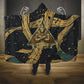 Anubis Ancient Egyptian Hooded Blanket with Starry Mummy Wrap Pattern, Anubis Warrior Illustration, and Pyramid - African Pride