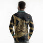 Anubis Ancient Egyptian Long Sleeve Polo Shirt with Starry Mummy Wrap Pattern, Anubis Warrior Illustration, and Pyramid - African Pride