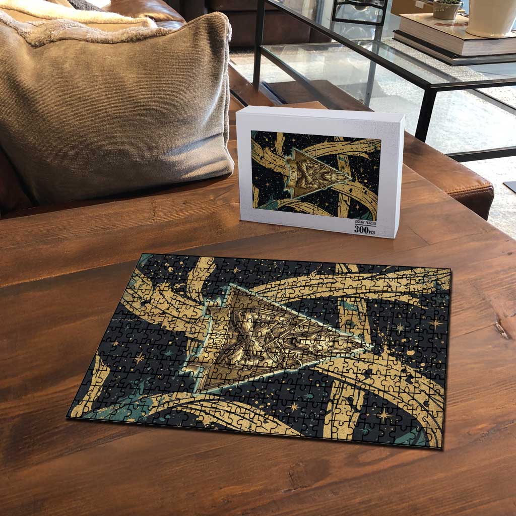 Anubis Ancient Egyptian Puzzle with Starry Mummy Wrap Pattern, Anubis Warrior Illustration, and Pyramid - African Pride