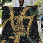 Anubis Ancient Egyptian Quilt with Starry Mummy Wrap Pattern, Anubis Warrior Illustration, and Pyramid - African Pride