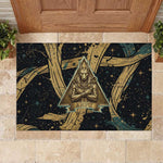 Anubis Ancient Egyptian Rubber Doormat with Starry Mummy Wrap Pattern, Anubis Warrior Illustration, and Pyramid - African Pride