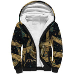Anubis Ancient Egyptian Sherpa Hoodie with Starry Mummy Wrap Pattern, Anubis Warrior Illustration, and Pyramid - African Pride