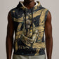 Anubis Ancient Egyptian Sleeveless Hoodie with Starry Mummy Wrap Pattern, Anubis Warrior Illustration, and Pyramid - African Pride