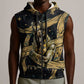 Anubis Ancient Egyptian Sleeveless Zip Hoodie with Starry Mummy Wrap Pattern, Anubis Warrior Illustration, and Pyramid - African Pride