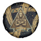 Anubis Ancient Egyptian Spare Tire Cover with Starry Mummy Wrap Pattern, Anubis Warrior Illustration, and Pyramid - African Pride