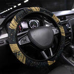 Anubis Ancient Egyptian Steering Wheel Cover with Starry Mummy Wrap Pattern, Anubis Warrior Illustration, and Pyramid - African Pride