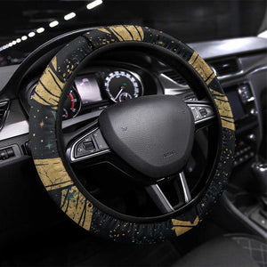 Anubis Ancient Egyptian Steering Wheel Cover with Starry Mummy Wrap Pattern, Anubis Warrior Illustration, and Pyramid - African Pride