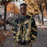 Anubis Ancient Egyptian Sweatshirt with Starry Mummy Wrap Pattern, Anubis Warrior Illustration, and Pyramid - African Pride