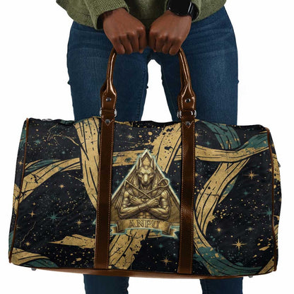 Anubis Ancient Egyptian Travel Bag with Starry Mummy Wrap Pattern, Anubis Warrior Illustration, and Pyramid - African Pride