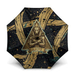 Anubis Ancient Egyptian Umbrella with Starry Mummy Wrap Pattern, Anubis Warrior Illustration, and Pyramid - African Pride