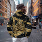 Anubis Ancient Egyptian Zip Hoodie with Starry Mummy Wrap Pattern, Anubis Warrior Illustration, and Pyramid - African Pride