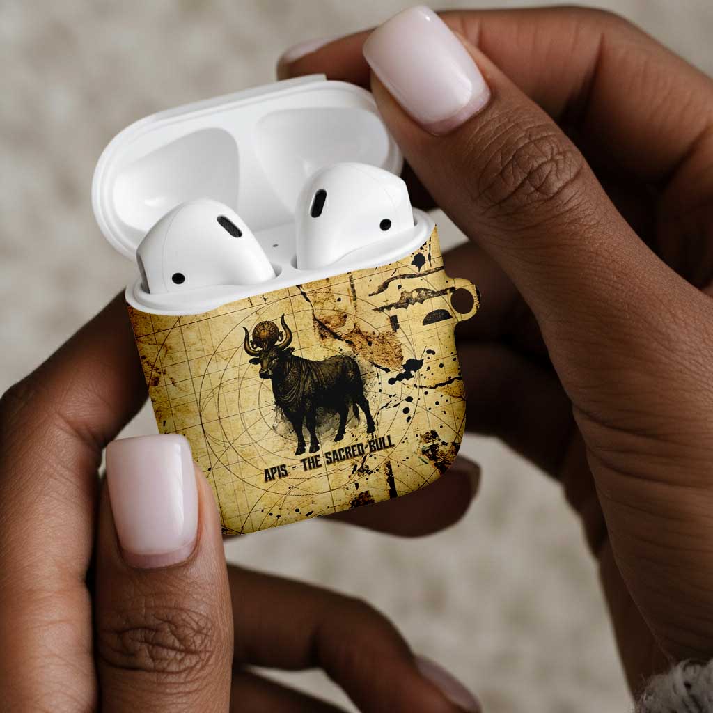 Apis AirPods Case Ancient Egyptian Papyrus Map, Egyptian Crown Bull Illustration - African Pride