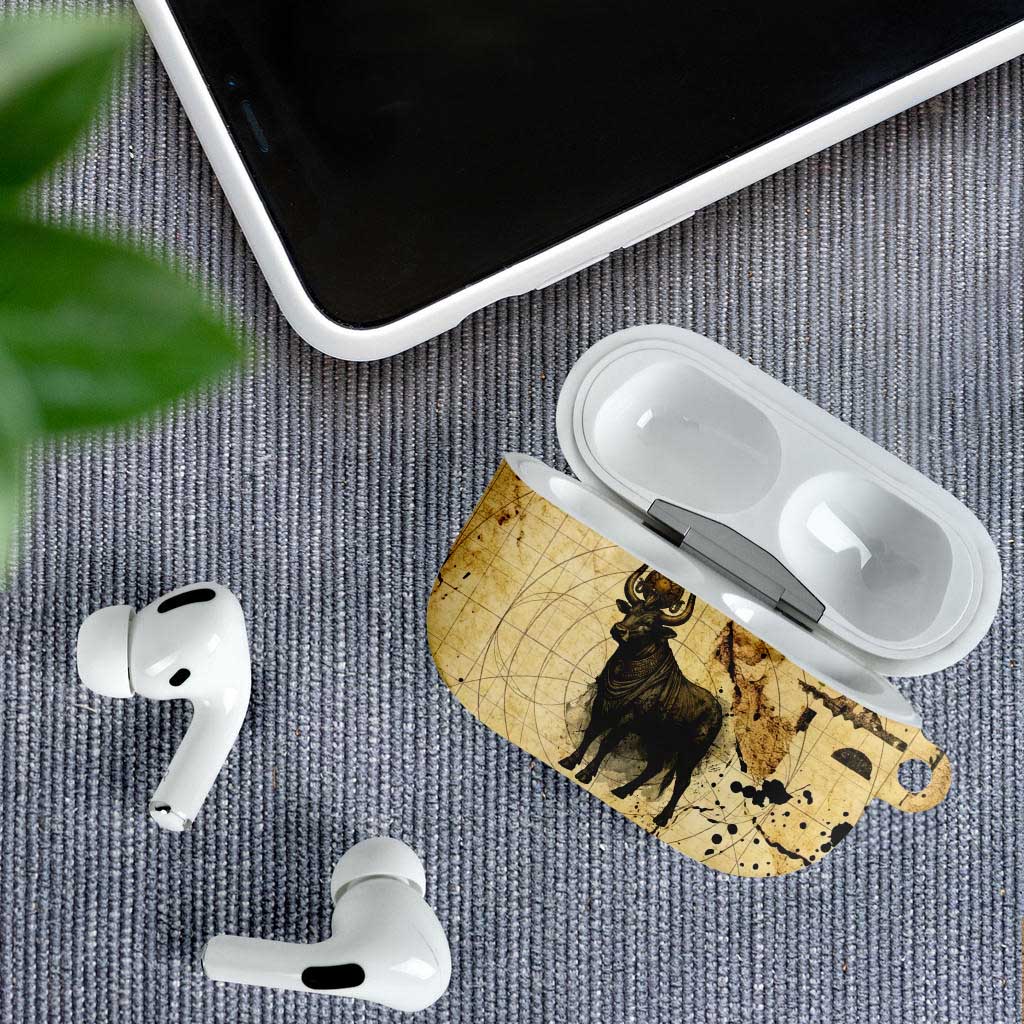 Apis AirPods Case Ancient Egyptian Papyrus Map, Egyptian Crown Bull Illustration - African Pride