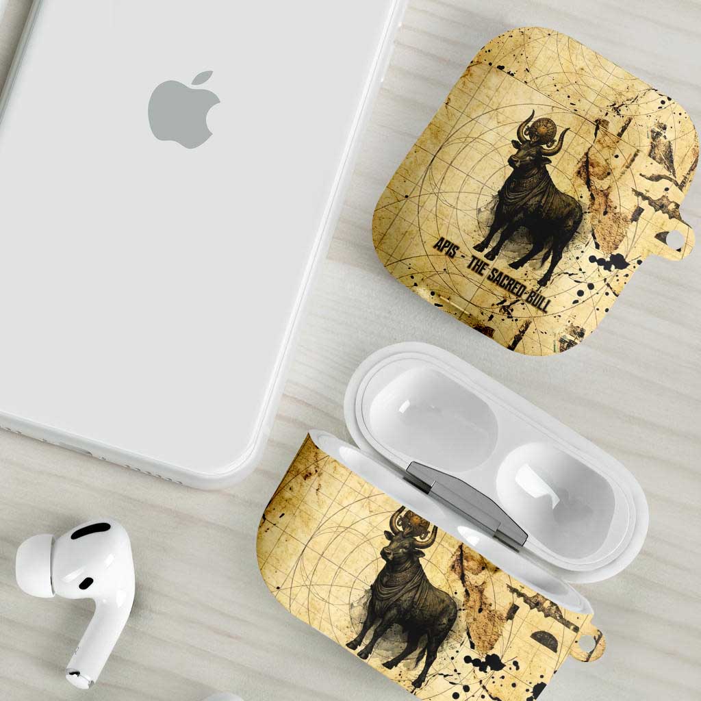Apis AirPods Case Ancient Egyptian Papyrus Map, Egyptian Crown Bull Illustration - African Pride