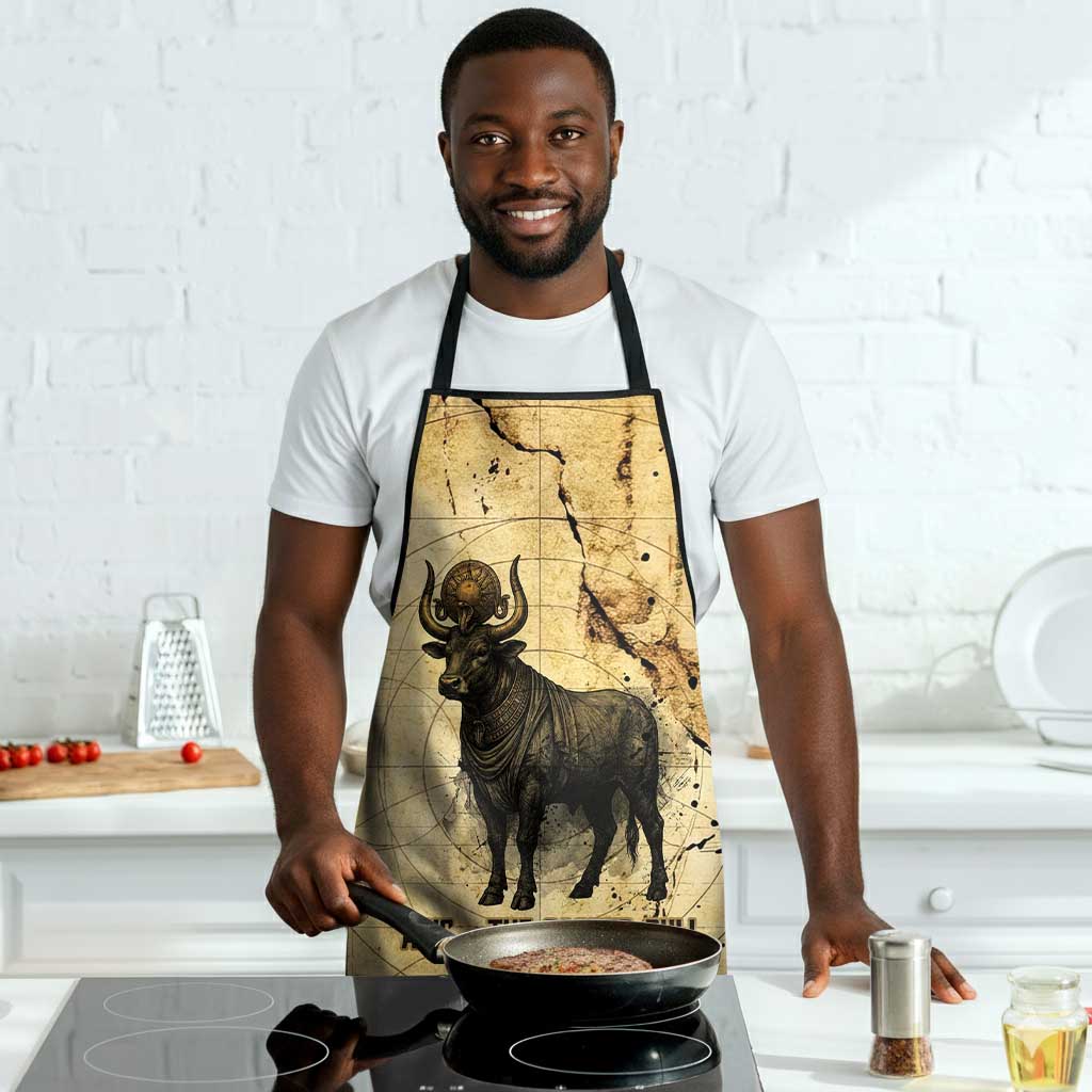 Apis Apron Ancient Egyptian Papyrus Map, Egyptian Crown Bull Illustration - African Pride