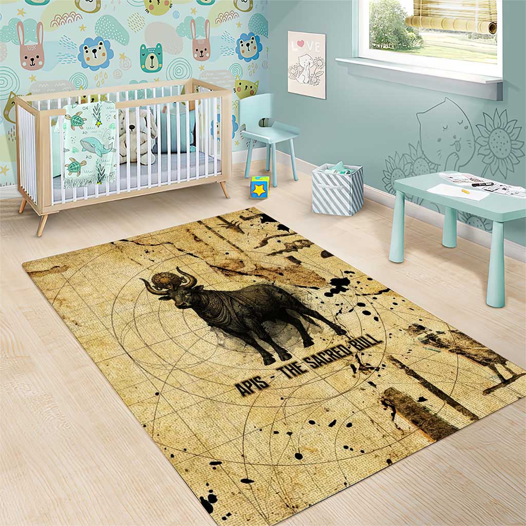 Apis Area Rug Ancient Egyptian Papyrus Map, Egyptian Crown Bull Illustration - African Pride