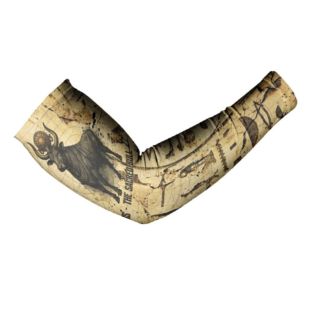 Apis Arm Sleeves Ancient Egyptian Papyrus Map, Egyptian Crown Bull Illustration - African Pride