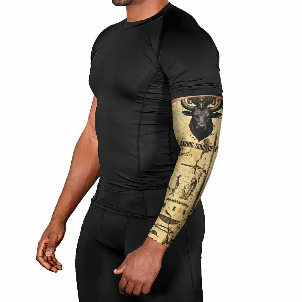 Apis Arm Sleeves Ancient Egyptian Papyrus Map, Egyptian Crown Bull Illustration - African Pride
