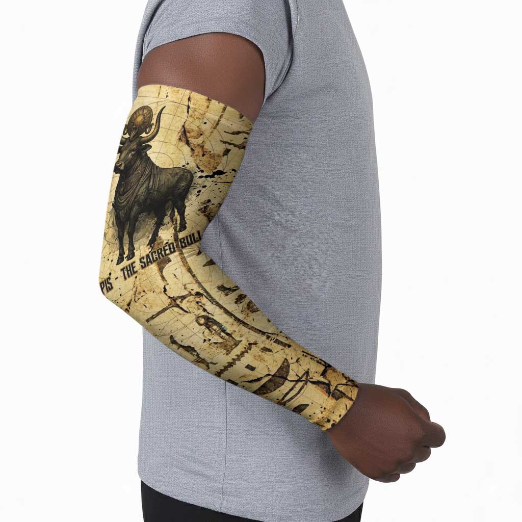 Apis Arm Sleeves Ancient Egyptian Papyrus Map, Egyptian Crown Bull Illustration - African Pride
