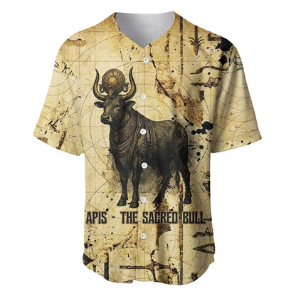Apis Baseball Jersey Ancient Egyptian Papyrus Map, Egyptian Crown Bull Illustration - African Pride
