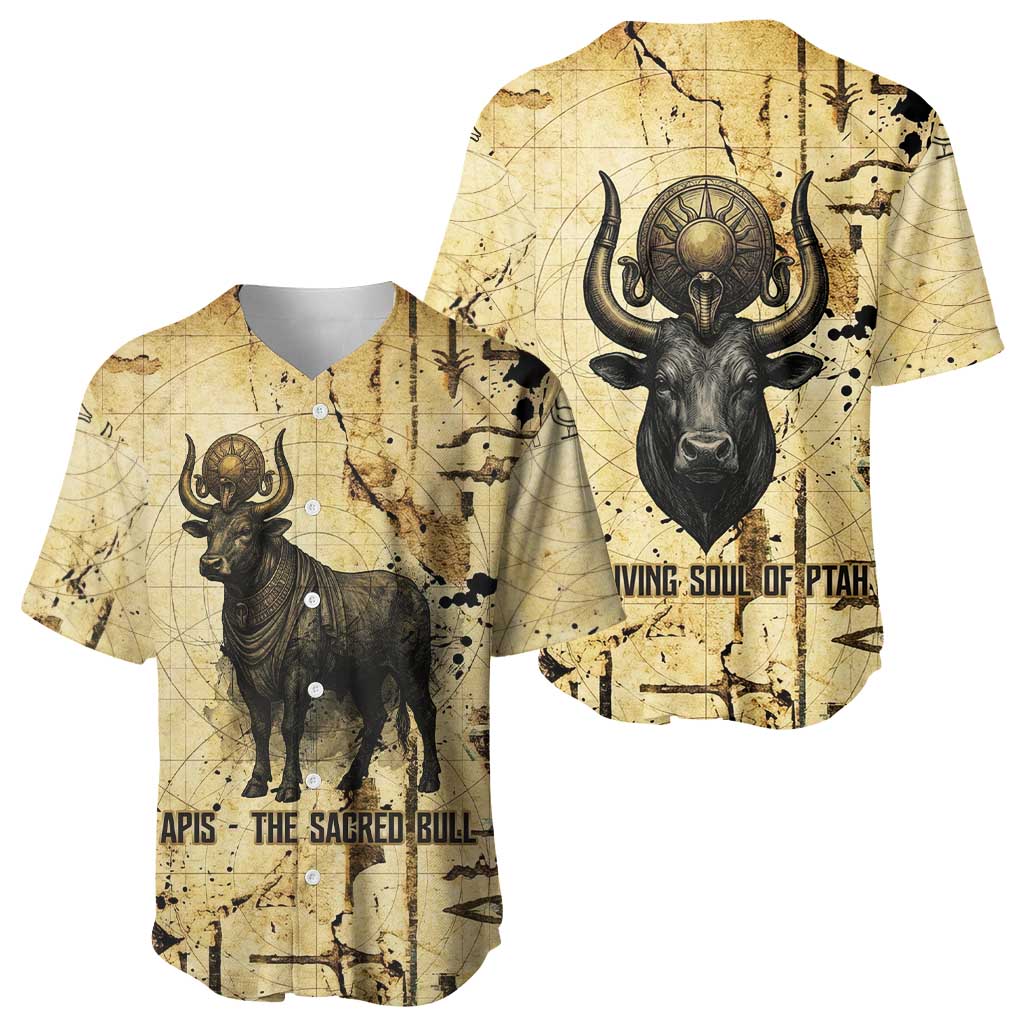 Apis Baseball Jersey Ancient Egyptian Papyrus Map, Egyptian Crown Bull Illustration - African Pride
