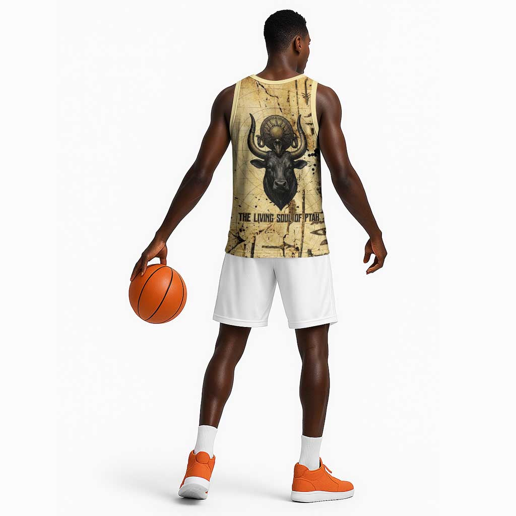 Apis Basketball Jersey Ancient Egyptian Papyrus Map, Egyptian Crown Bull Illustration - African Pride