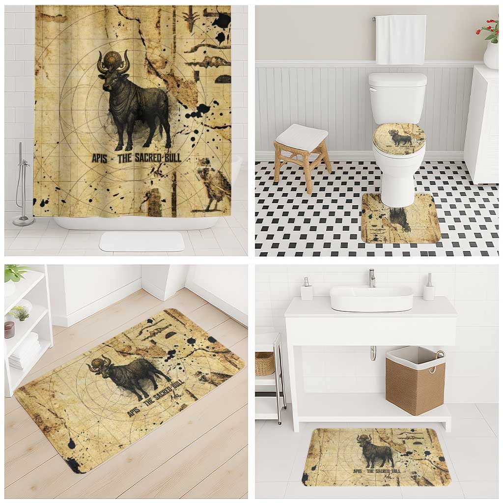 Apis Bathroom Set Ancient Egyptian Papyrus Map, Egyptian Crown Bull Illustration - African Pride