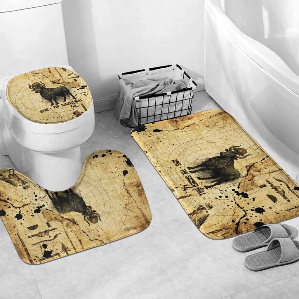 Apis Bathroom Set Ancient Egyptian Papyrus Map, Egyptian Crown Bull Illustration - African Pride