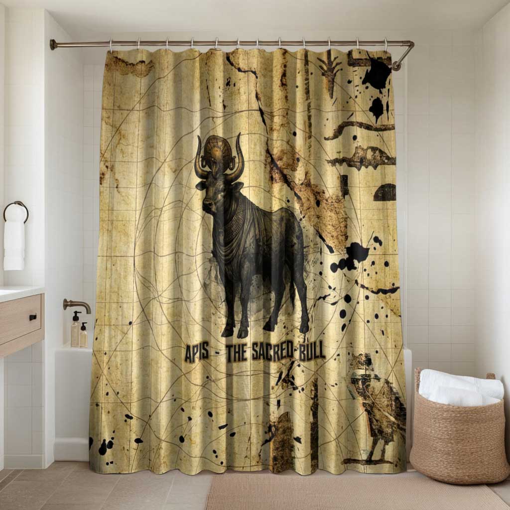Apis Bathroom Set Ancient Egyptian Papyrus Map, Egyptian Crown Bull Illustration - African Pride