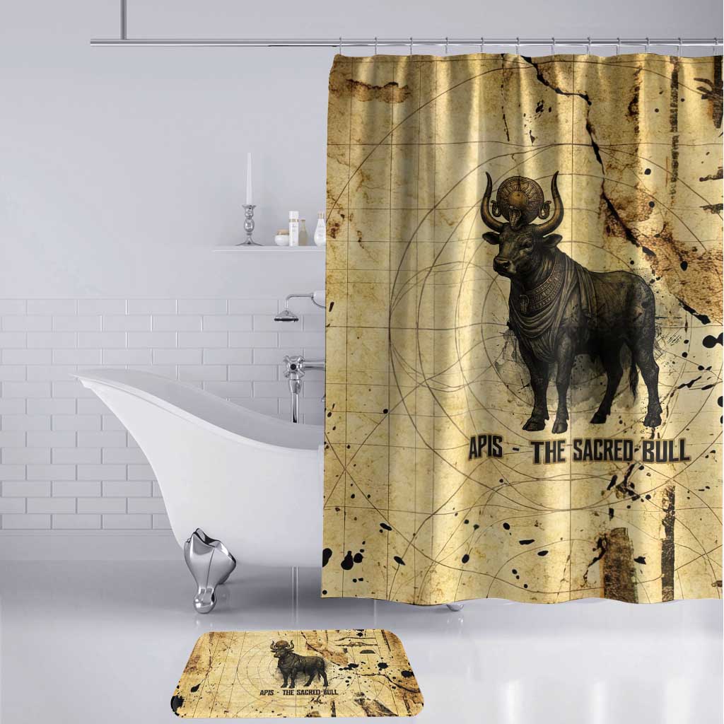 Apis Bathroom Set Ancient Egyptian Papyrus Map, Egyptian Crown Bull Illustration - African Pride
