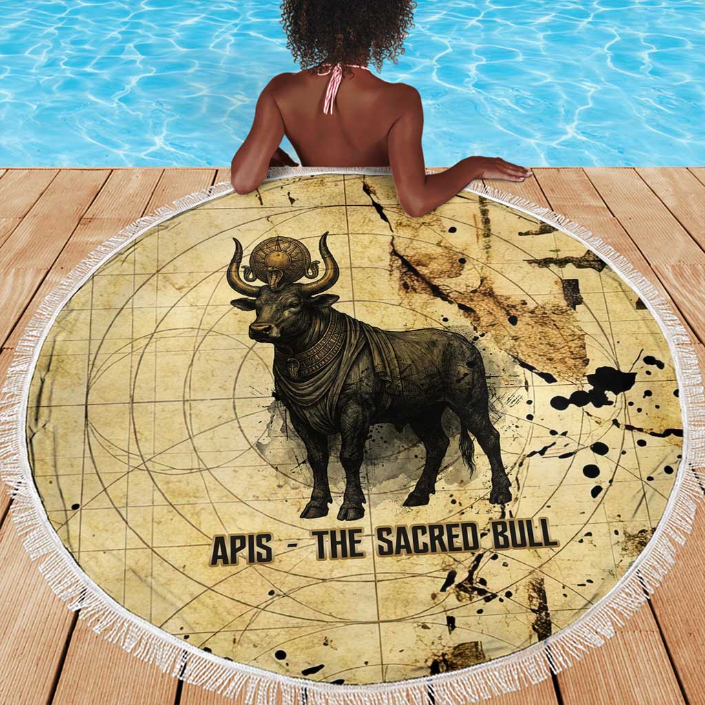 Apis Beach Blanket Ancient Egyptian Papyrus Map, Egyptian Crown Bull Illustration - African Pride