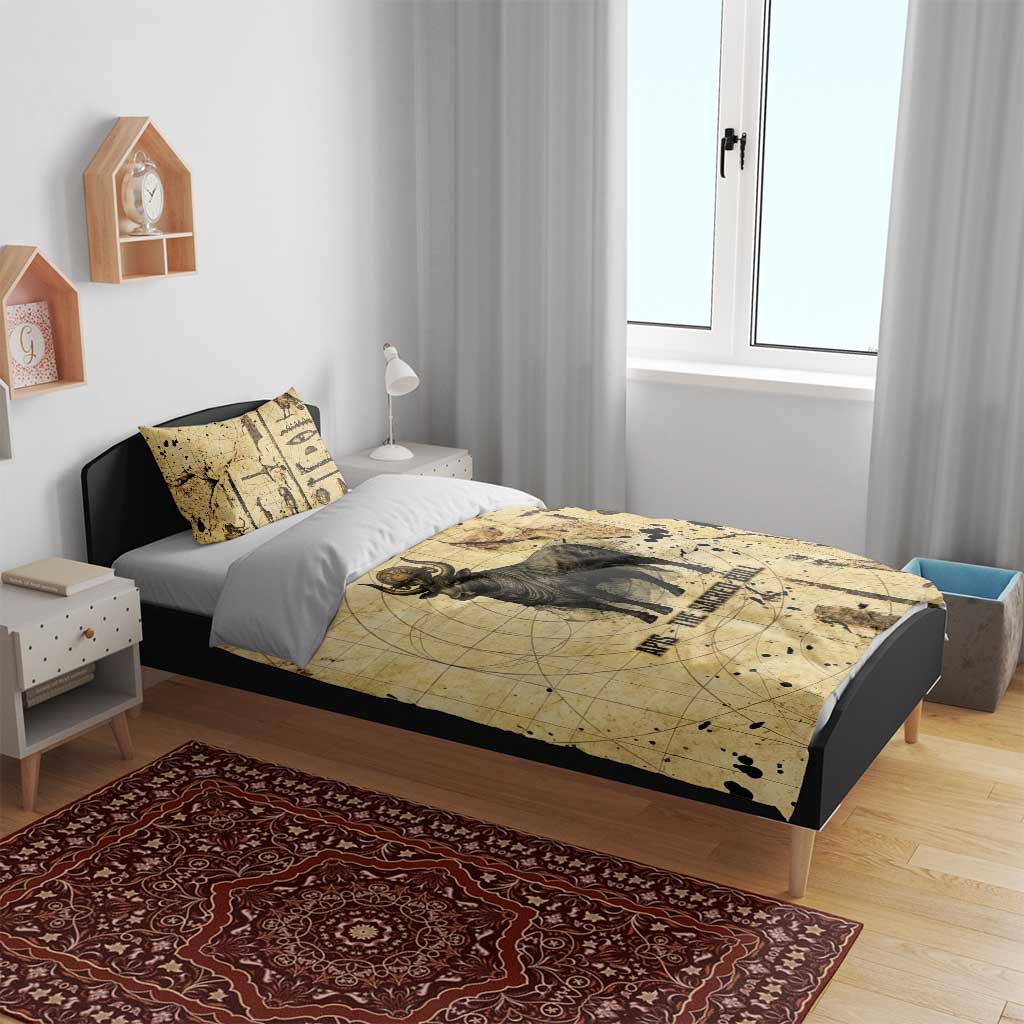 Apis Bedding Set Ancient Egyptian Papyrus Map, Egyptian Crown Bull Illustration - African Pride