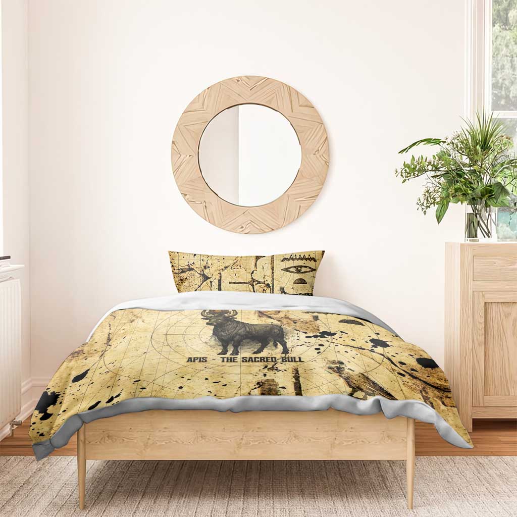 Apis Bedding Set Ancient Egyptian Papyrus Map, Egyptian Crown Bull Illustration - African Pride