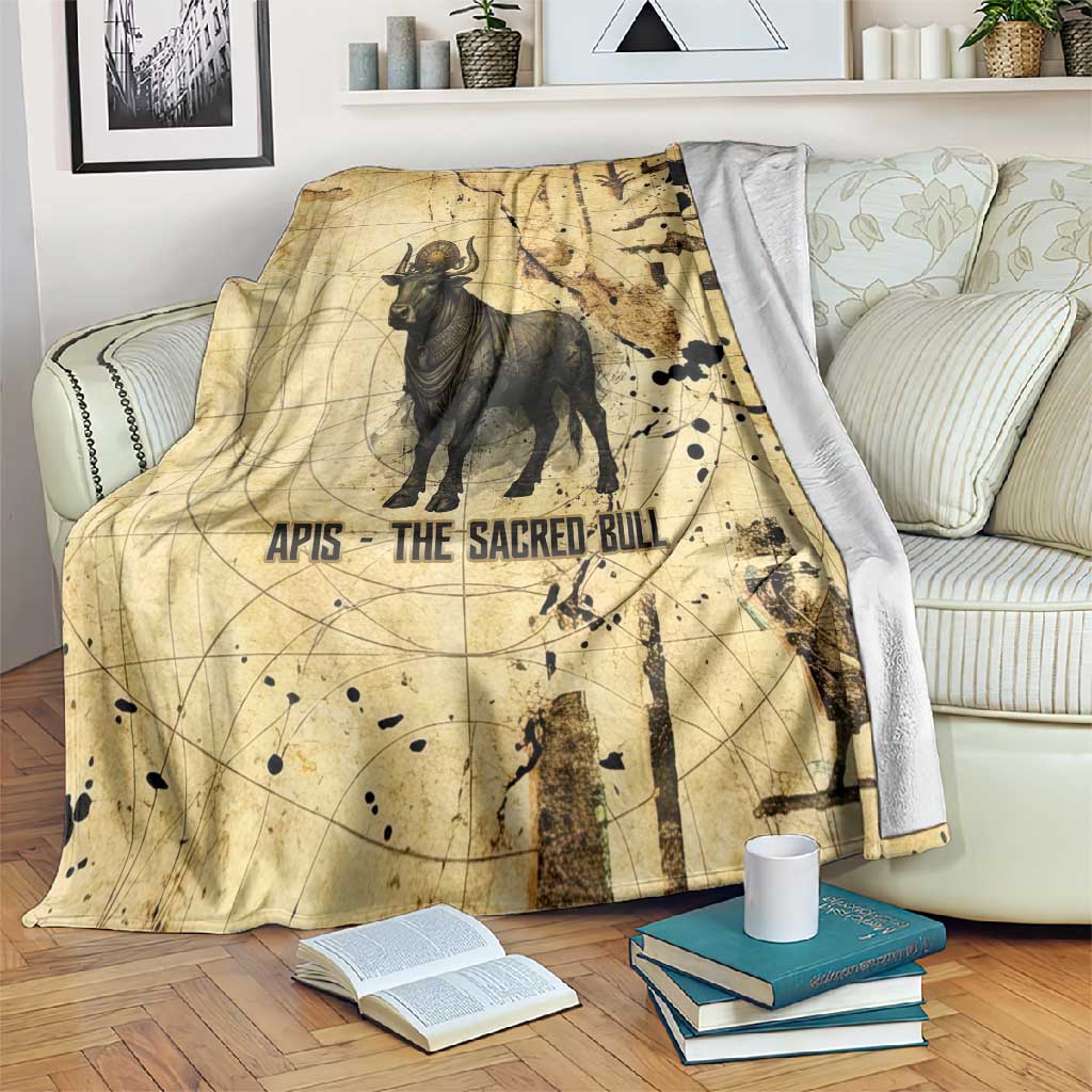 Apis Blanket Ancient Egyptian Papyrus Map, Egyptian Crown Bull Illustration - African Pride
