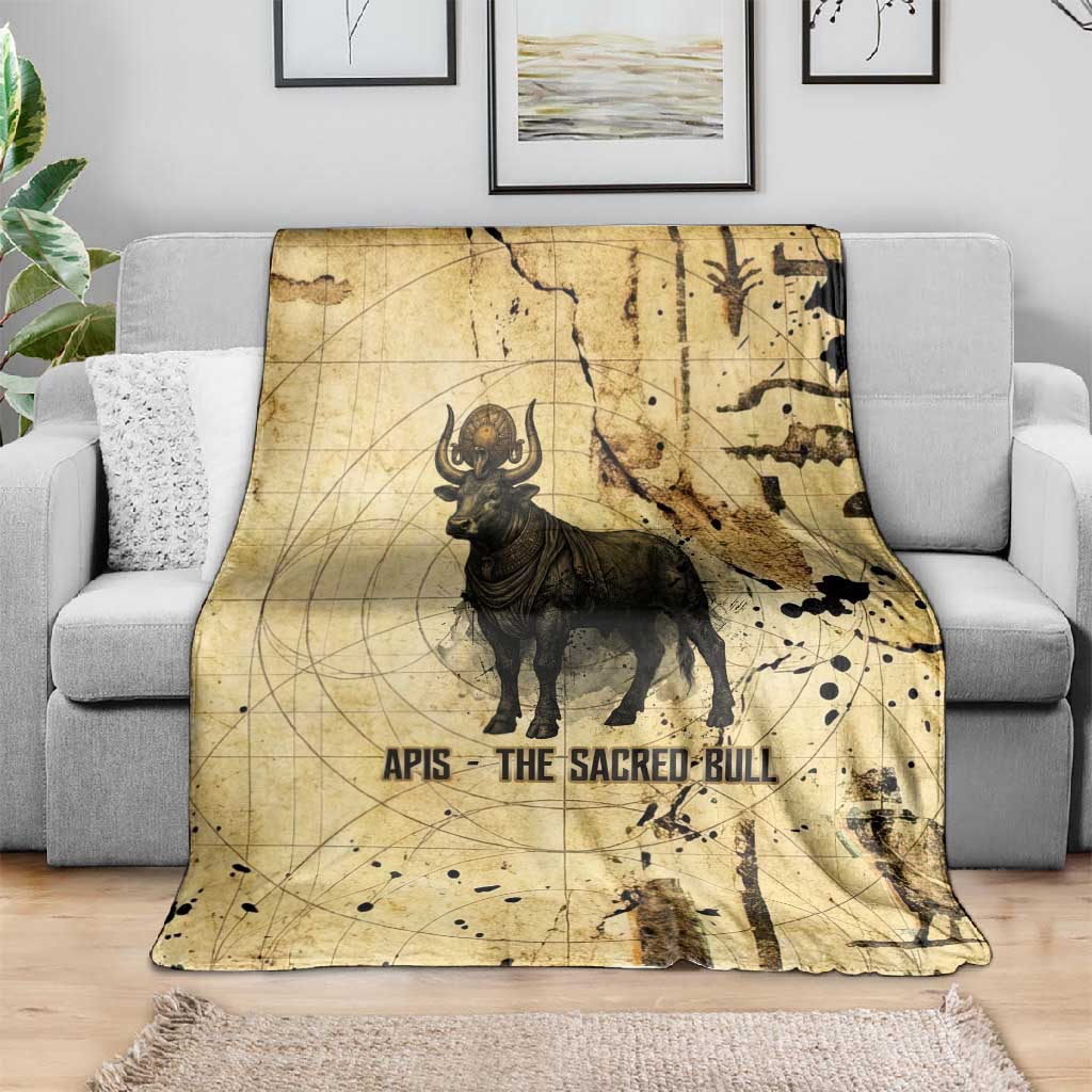 Apis Blanket Ancient Egyptian Papyrus Map, Egyptian Crown Bull Illustration - African Pride