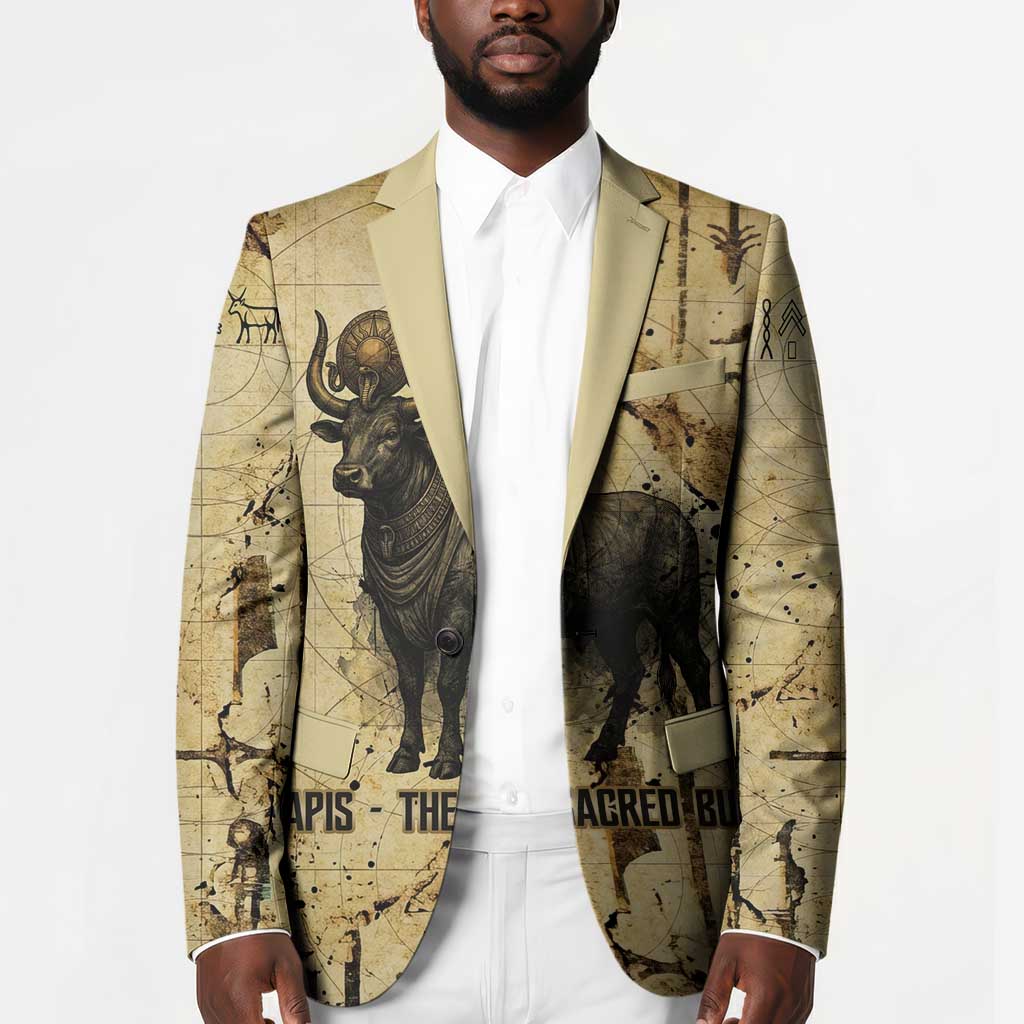Apis Blazer Ancient Egyptian Papyrus Map, Egyptian Crown Bull Illustration - African Pride