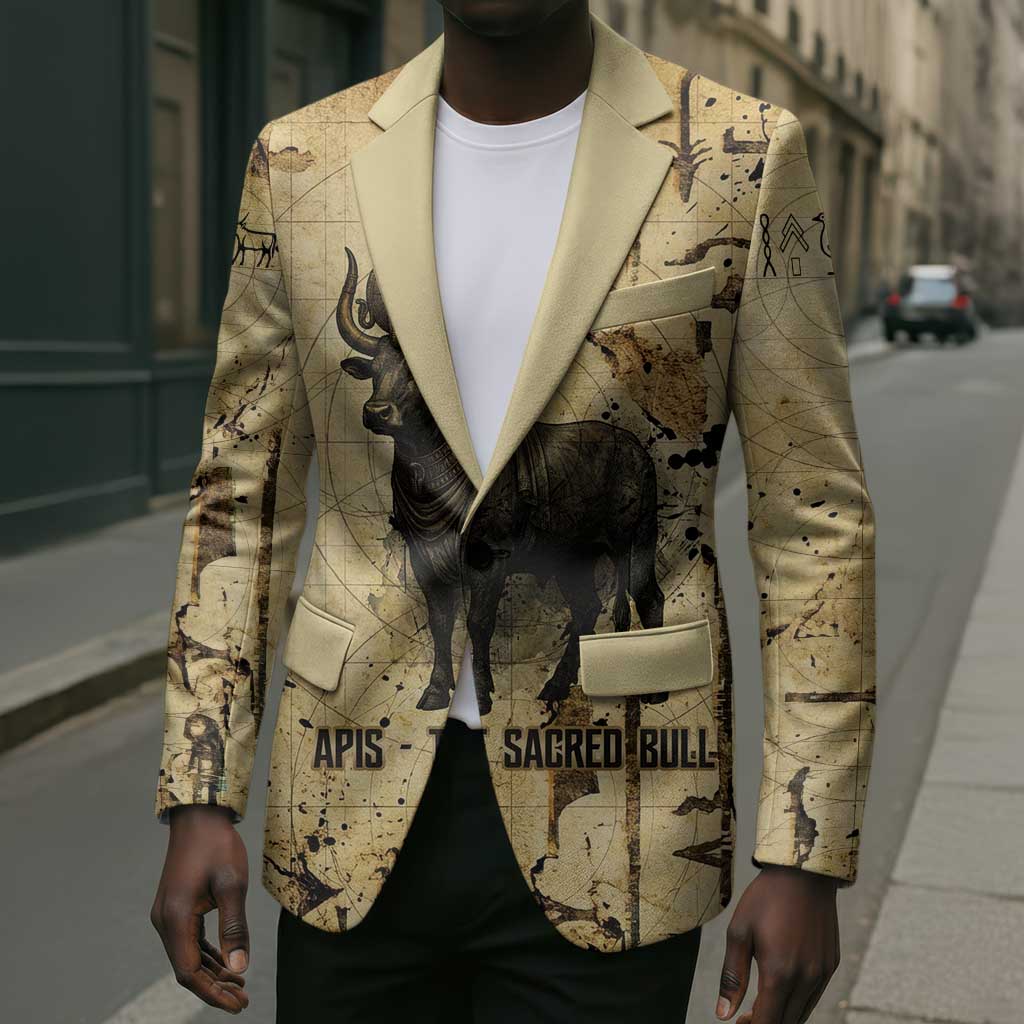 Apis Blazer Ancient Egyptian Papyrus Map, Egyptian Crown Bull Illustration - African Pride