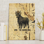 Apis Canvas Wall Art Ancient Egyptian Papyrus Map, Egyptian Crown Bull Illustration - African Pride