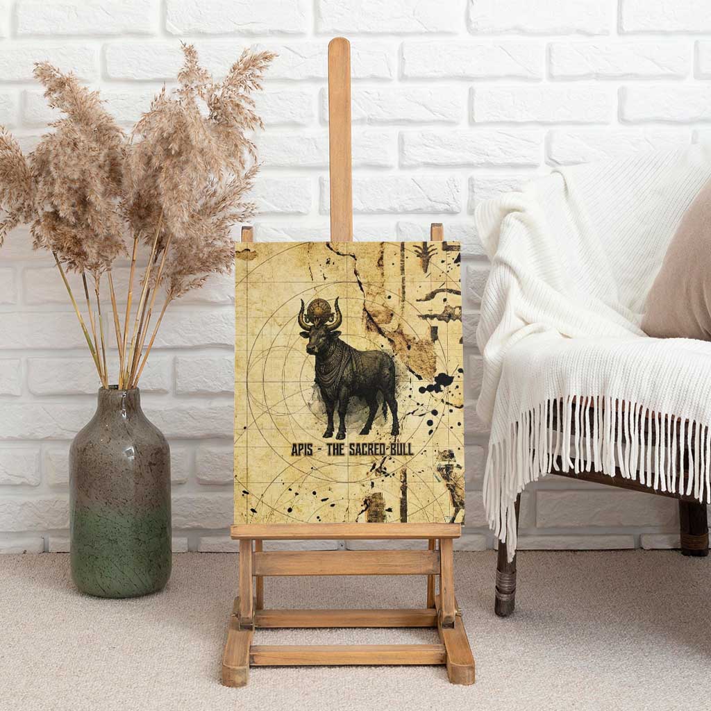 Apis Canvas Wall Art Ancient Egyptian Papyrus Map, Egyptian Crown Bull Illustration - African Pride