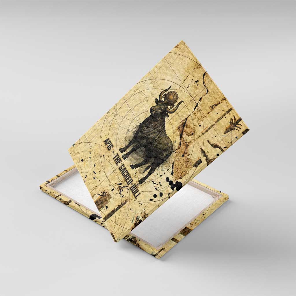 Apis Canvas Wall Art Ancient Egyptian Papyrus Map, Egyptian Crown Bull Illustration - African Pride
