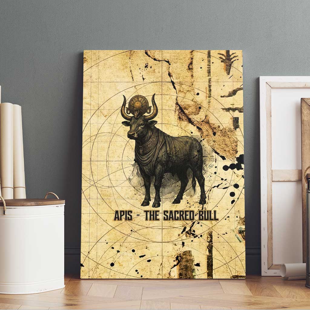 Apis Canvas Wall Art Ancient Egyptian Papyrus Map, Egyptian Crown Bull Illustration - African Pride