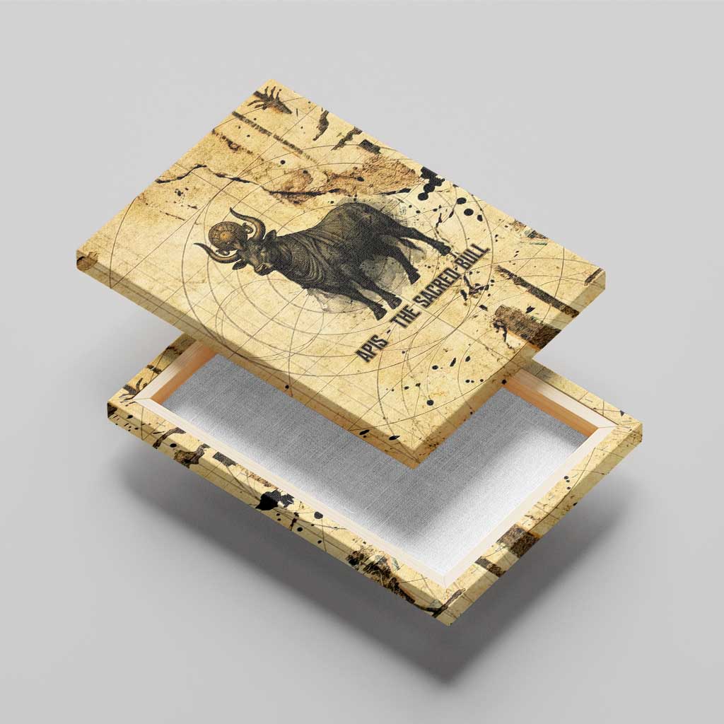 Apis Canvas Wall Art Ancient Egyptian Papyrus Map, Egyptian Crown Bull Illustration - African Pride