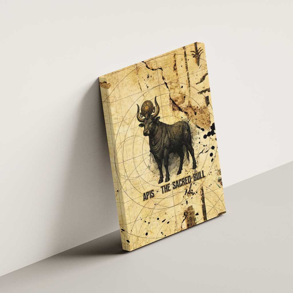 Apis Canvas Wall Art Ancient Egyptian Papyrus Map, Egyptian Crown Bull Illustration - African Pride