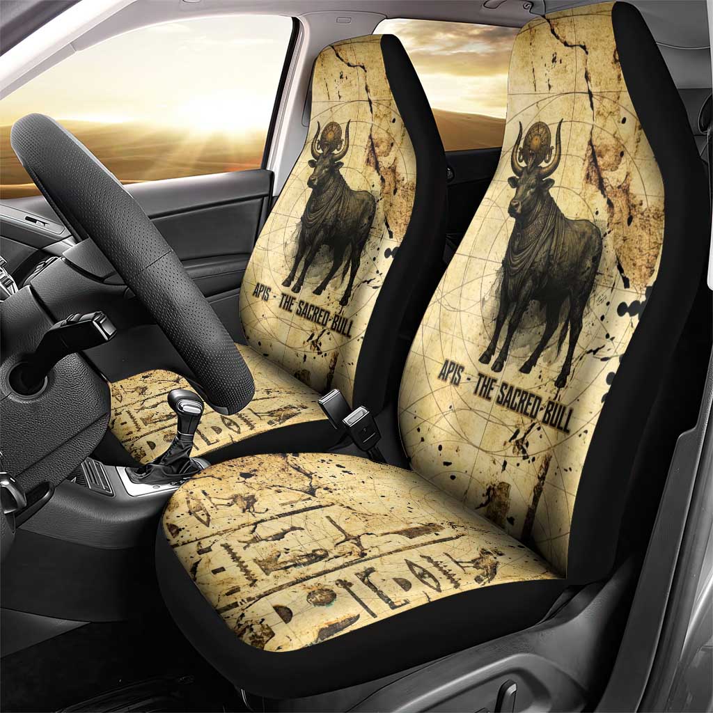Apis Car Seat Cover Ancient Egyptian Papyrus Map, Egyptian Crown Bull Illustration - African Pride